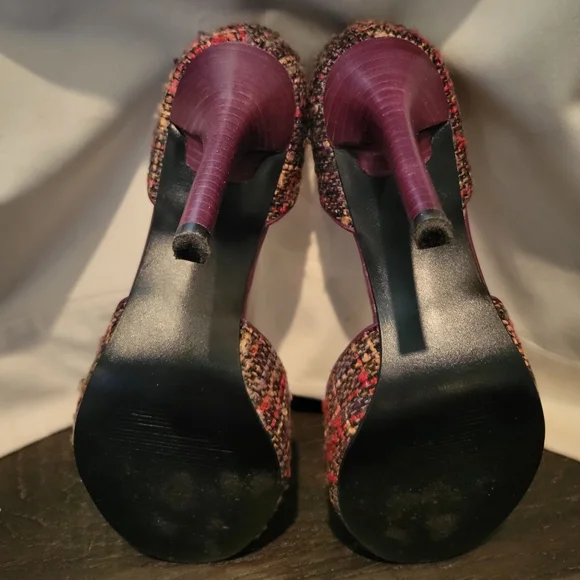 Steve Madden Y2K Tweed Heels Purple Multi Rhinestone Flower Vintage *sz 8.5* - Picture 5 of 8